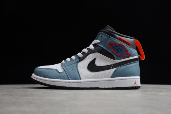Facetasm x Jordan 1 Mid Fearless Blue White  CU2802-100